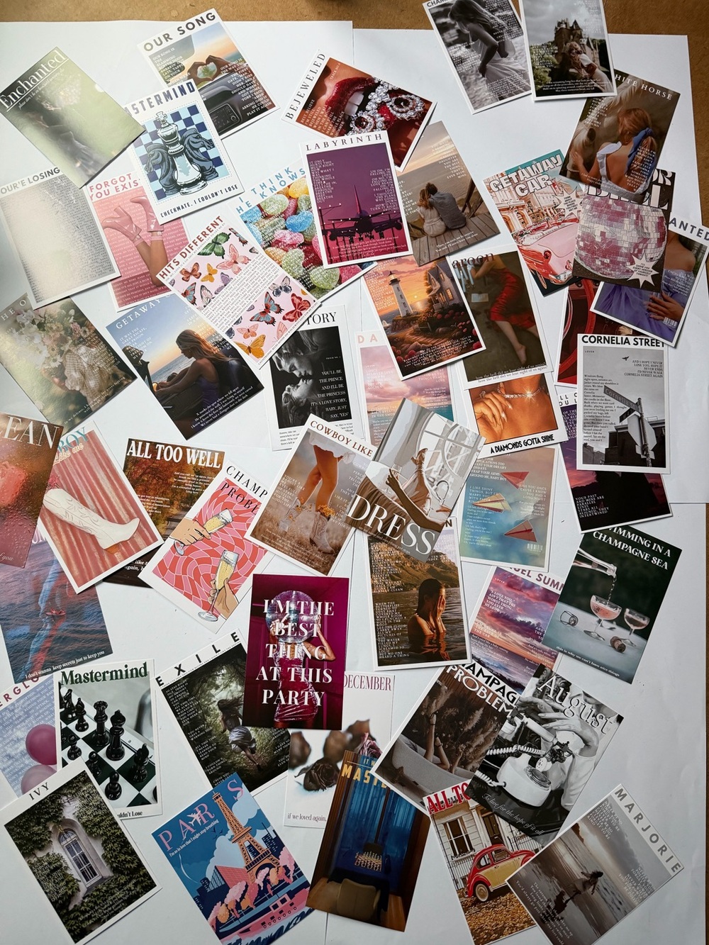 Taylor Swift postcards collection collectible 50 songs covers New
